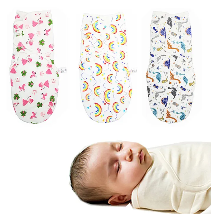 Najnowszy koc wielkości 75x60 cm, Baby Swiaddle Wrap Sleeping Bag Anti Starstle, wiele stylów do wyboru, obsługuje dostosowanie