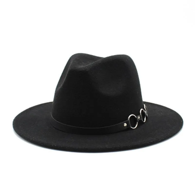 Elegant Wide Brim Fedora Hat with Chain Wide Brim Size Fashionable Classic  Luxury Hat for Women Autumn Outdoors Mens - Black