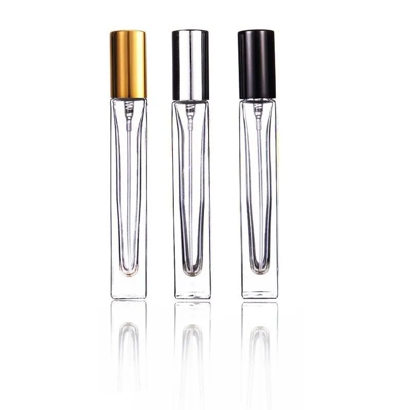10ml cuadrado mini cristal transparente aceite esencial botella de perfume pulverizador atomizador portátil viajes cosméticos contenedor de perfume botella de perfume