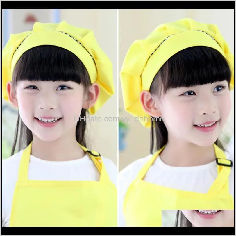 6 piece children`s chef hat apron set, boy and girl apron children adjustable cotton kitchen belt