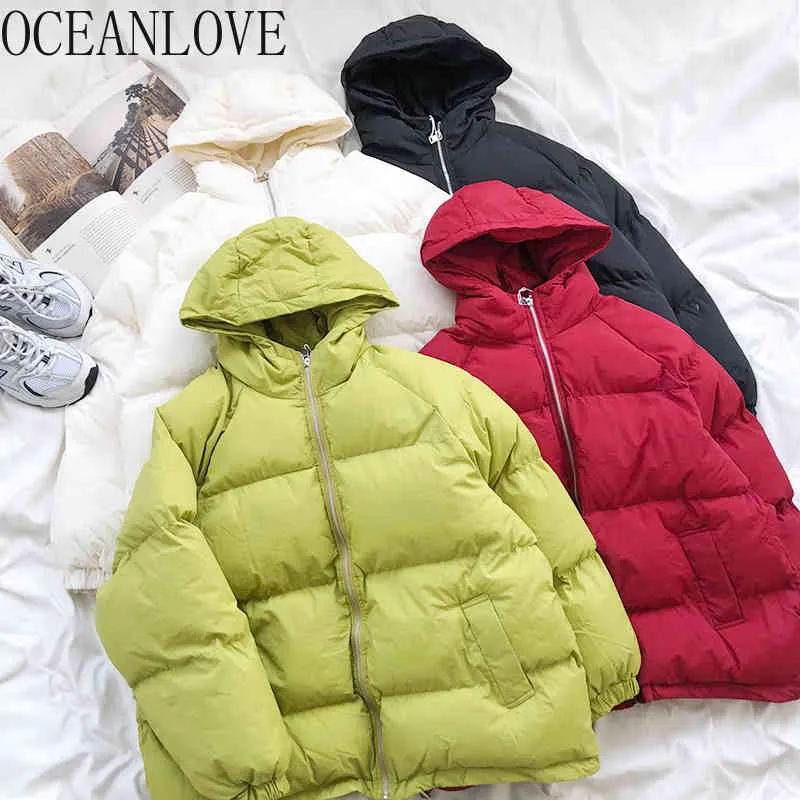 Candy Color Woman Jacket Solid Hooded Winter Warm Thick Manteau Femme Hiver Cute Sweet Parkas Zipper Coat 19194 210415