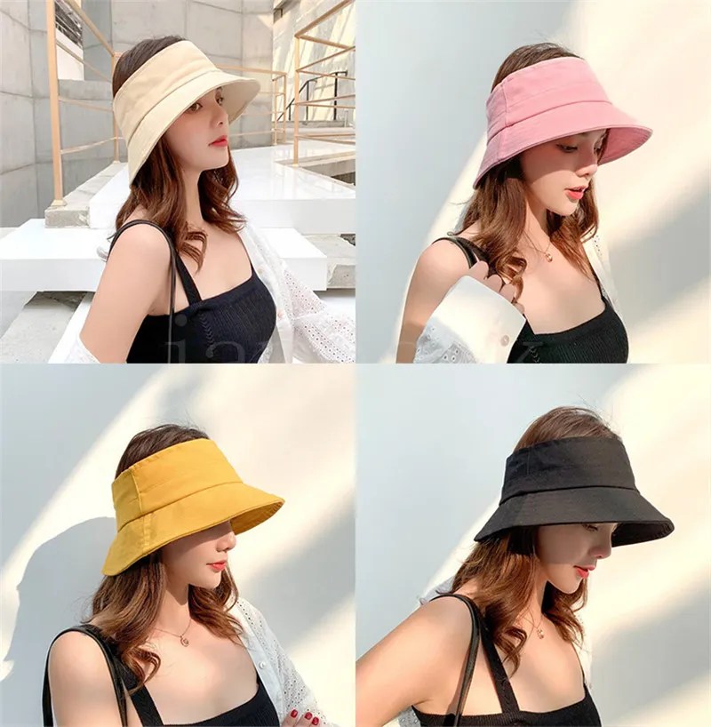바이저 빈 접는 어부 최고 모자 패션 여자 여름 모자 파나마 휴대용 와이드 브림 태양 모자 여성 해변 DB779