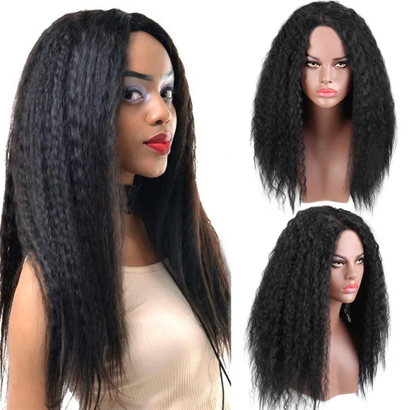 1B perruque synthétique 24 pouces 61cm perruques de cheveux humains de simulation d'onde longue pour les femmes noires et blanches ZHSWH82