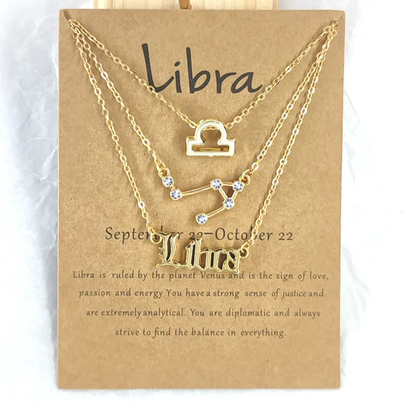 3 Stks Zodiac Teken Kettingen 12 Constellation Hanger Ketting Astrologie Horoscope Oude Engelse sieraden