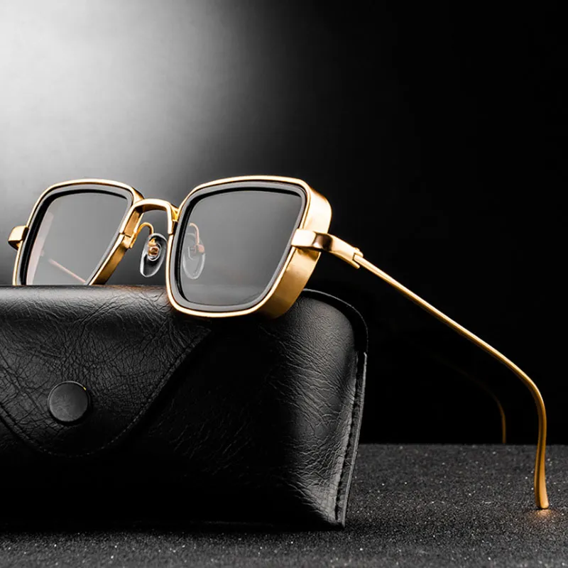 الأزياء Steampunk النظارات الشمسية تصميم الرجال النساء خمر ساحة معدنية فاسق نظارات الشمس uv400 ظلال النظارات