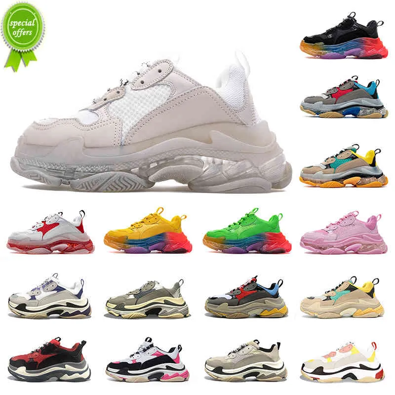 36-45 Triple S Clear Sole Baskets Casual Femmes Hommes Papa Chaussure Luxurys Designers Chaussures Vintage Paris 17FW Piste Tennis En Plein Air Noir Blanc Rose