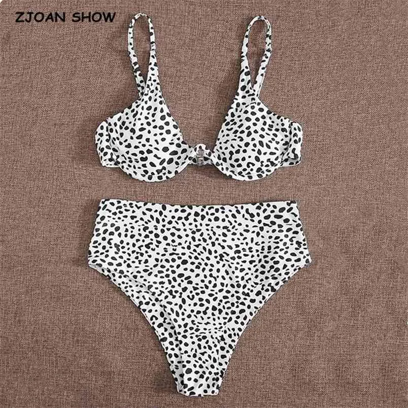 Beach Set Sexy Ladies Black white Leopard Bra Swimwear Swim Bikini Women Bathing Suit Swimsuit 2 pieces set 210429