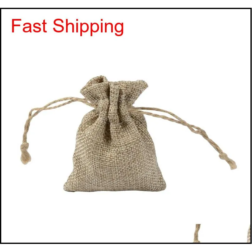 7*9cm double layer high quanlity natural linen drawstring bags jewelry pouch gift hessian wedding favor bags jute bags burlap package