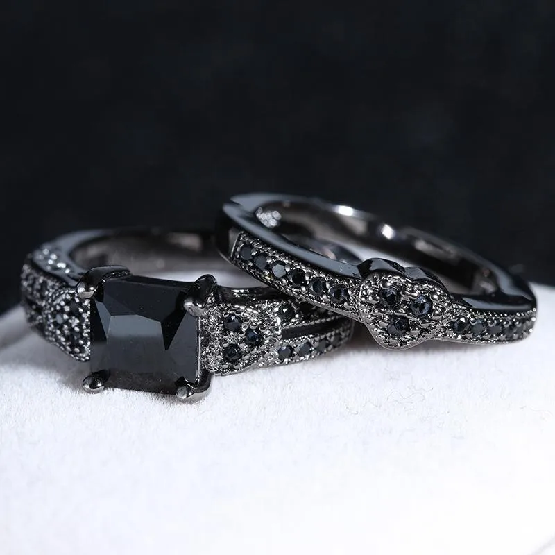 Bagues en grappe 14K or noir 1.5 S bague en obsidienne pour femmes fiançailles de luxe Bizuteria Anillos pierres précieuses et mariage en diamant