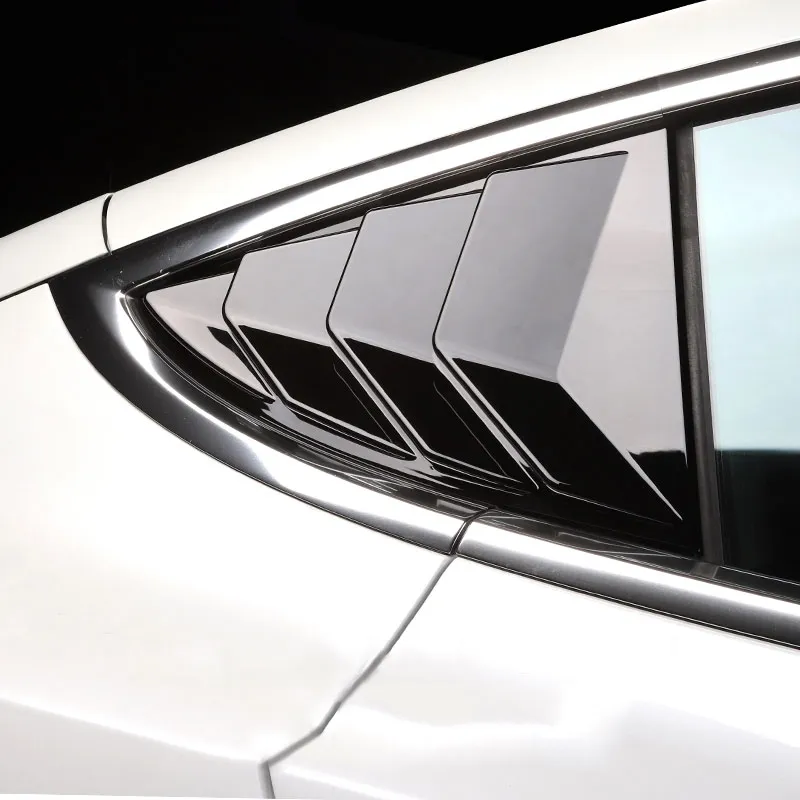 2 pcs carro traseira janela triângulo adesivo para tesla modelo 3 exterior fibra de carbono adesivo decoração do obturador acesso modificado