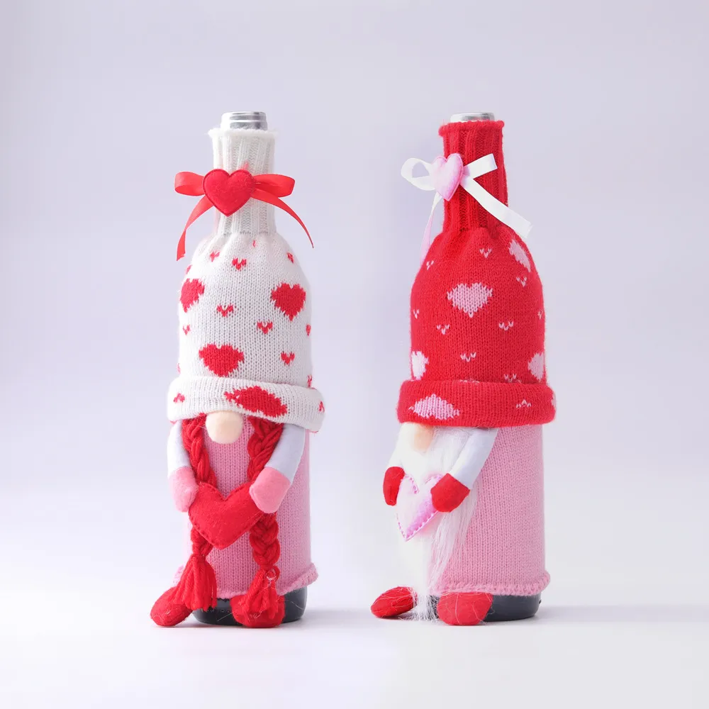 Valentine Day Wine Case Cover Decoration Faceless Doll Love Wine Bottle Bag Set Household Home Decoration HH21-32