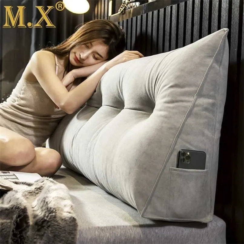MX Моющаяся длинная прикроватная прикроватная подушка с наполнением современной простоты треугольника Диван-подушка Одноместный Двухместный Дом назад A8 211203