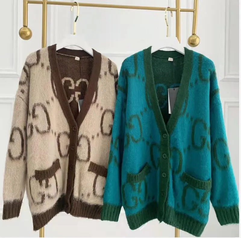 Damskie swetry Designer V Neck Długie rękawowe bawełniane dzianinowe sweter sweter sweter luźne zwykłe zworki