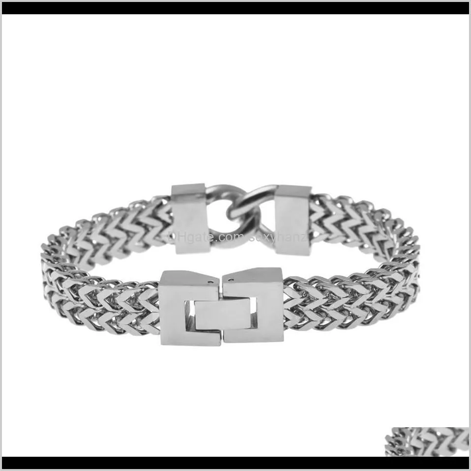 12mm men gold stainless steel chain link bracelet hip hop style inlay zircon wristband bangle fashion punk jewelry 20cm