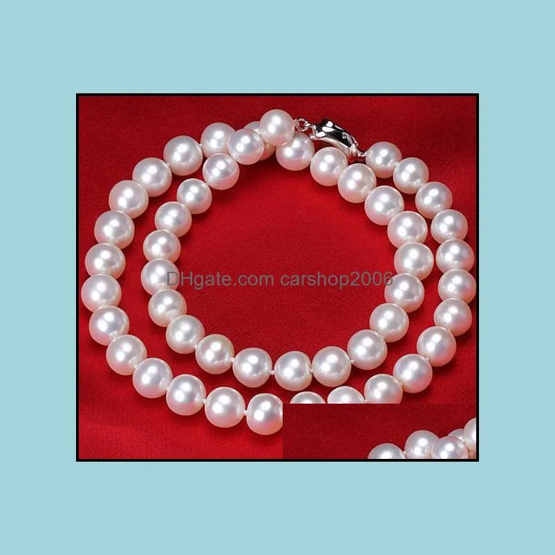 9-10mm White South Sea Natural Pearl Necklace 18 Inch S925 Silver Accessories 1564