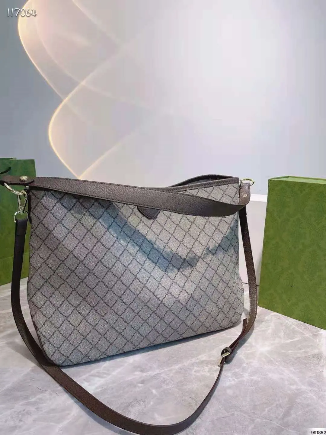Дизайнерская сумка с классическим узором Коричневая сумка в стиле ретро Женские сумки на ремне Кожаные сумки большой вместимости Элегантная дизайнерская женская сумка для покупок