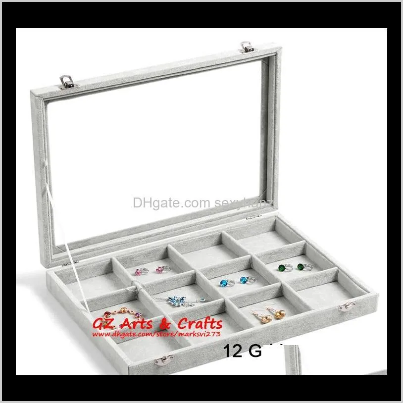 ice gray velvet jewelry tray glass lid jewelry boxes ring tray necklace earrings bracelets loose beads jewelry display stand