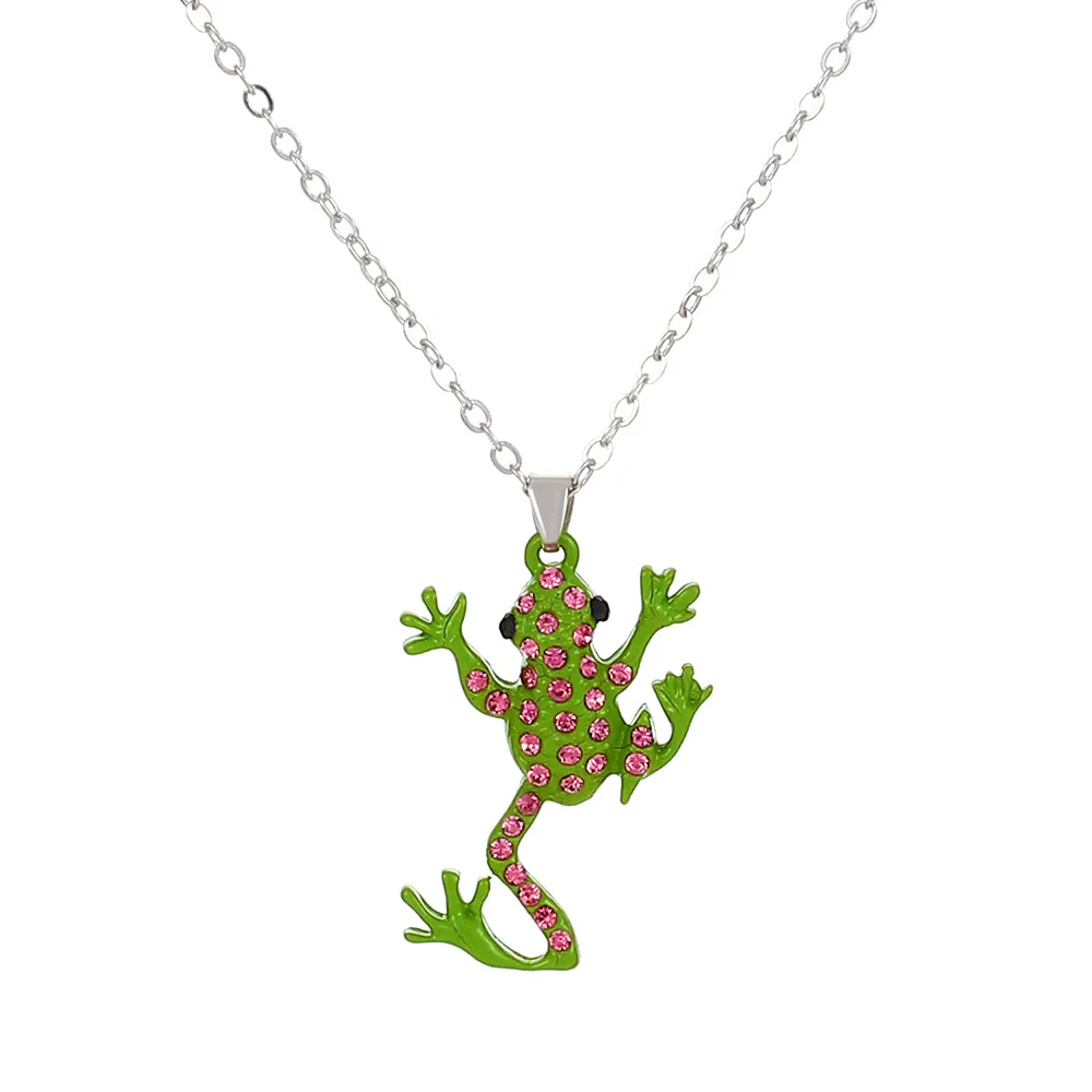 S2736 Mode-sieraden Kikker Hanger Ketting Rhinestone Frog Choker Chain Kettingen