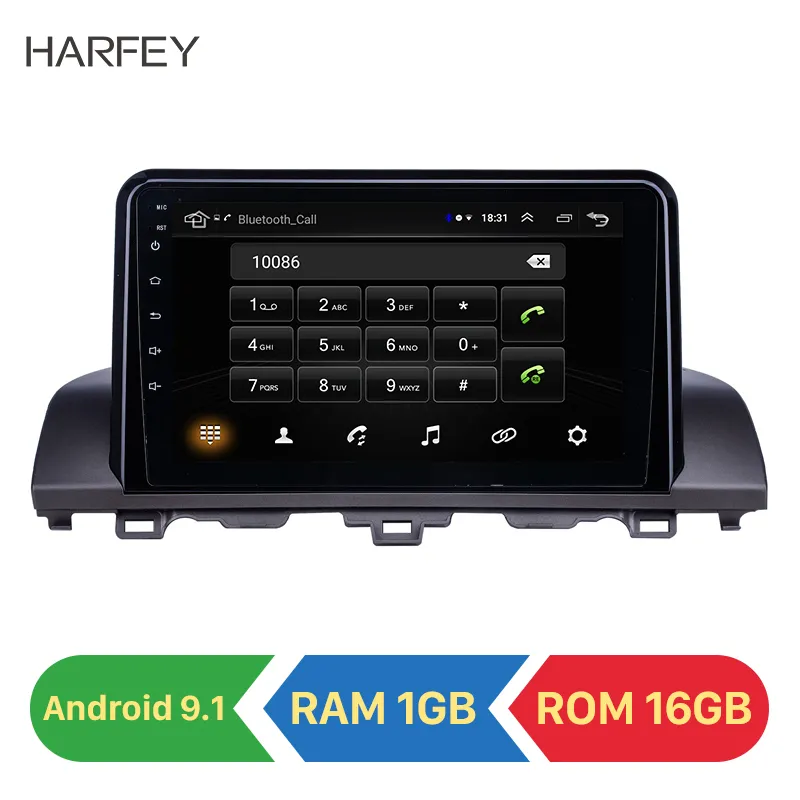 HD Touchscreen Player 9 polegadas Android Car DVD GPS Radio para Honda Accord 10 2018-2019 com suporte Bluetooth Carplay TPMS DAB +