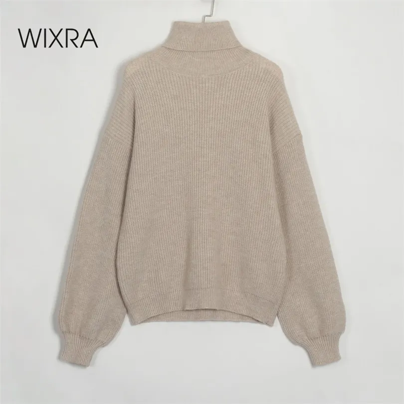 Wixra suéter de cuello alto mujeres pull femme jumper casual coreano cashmere damas que vienen top otoño invierno 211018