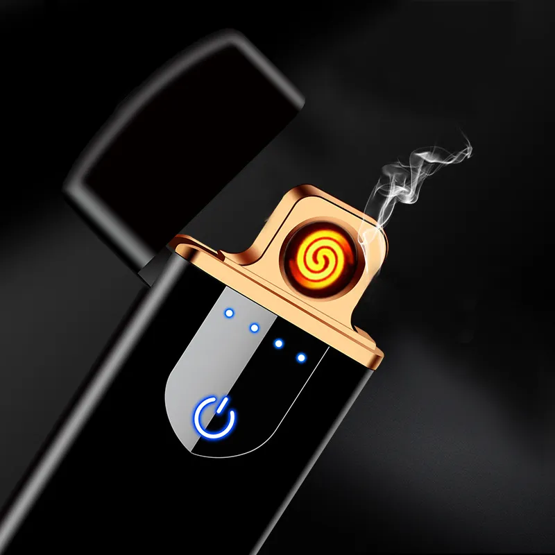 USB Elektronik Sigara Çakmak Parmak Izi Dokunmatik Şarj Çakmak Sigara Yaratıcı Rüzgar Geçirmez Kişilik