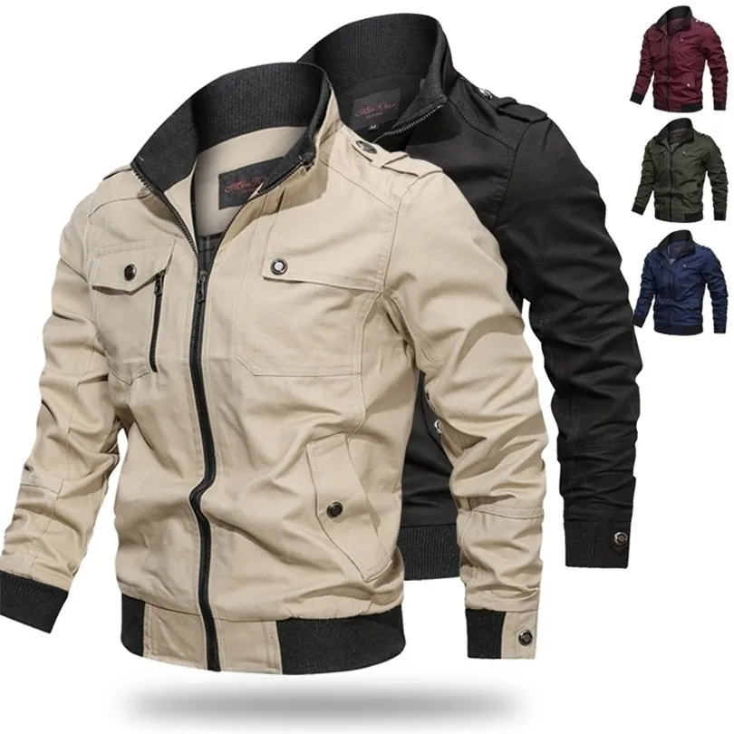 Frühling und Herbst Herren Bomberjacke Casual Plus Größe Männliche Militär Baumwolle Pilot Mantel Armee Männer Fracht Flug 211126