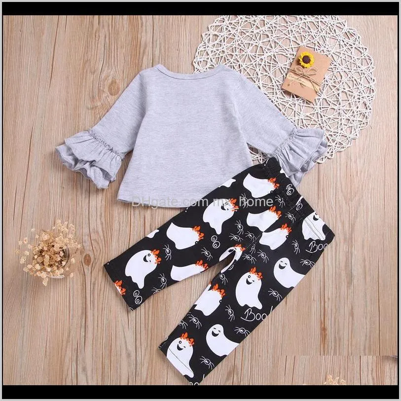 girls halloween clothing set long sleeve cartoon printed lace top kids clothes girls waist elastic band pants outfits 6m-5t 04