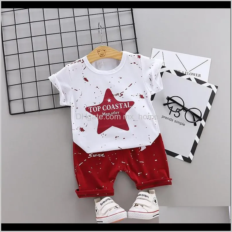 2pcs kids baby boys clothing sets boy girls cotton star t-shirt tops+short pant summer children clothes