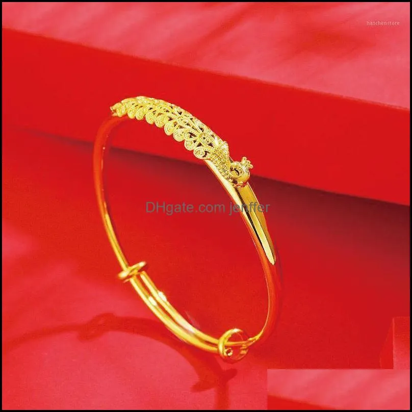 Bangle Bransoletki Biżuteria MXGXFAM Wedding Phoenix Bangles and for Bridal Women Pure Gold Color1 Dostawa Drop 2021 17OCS