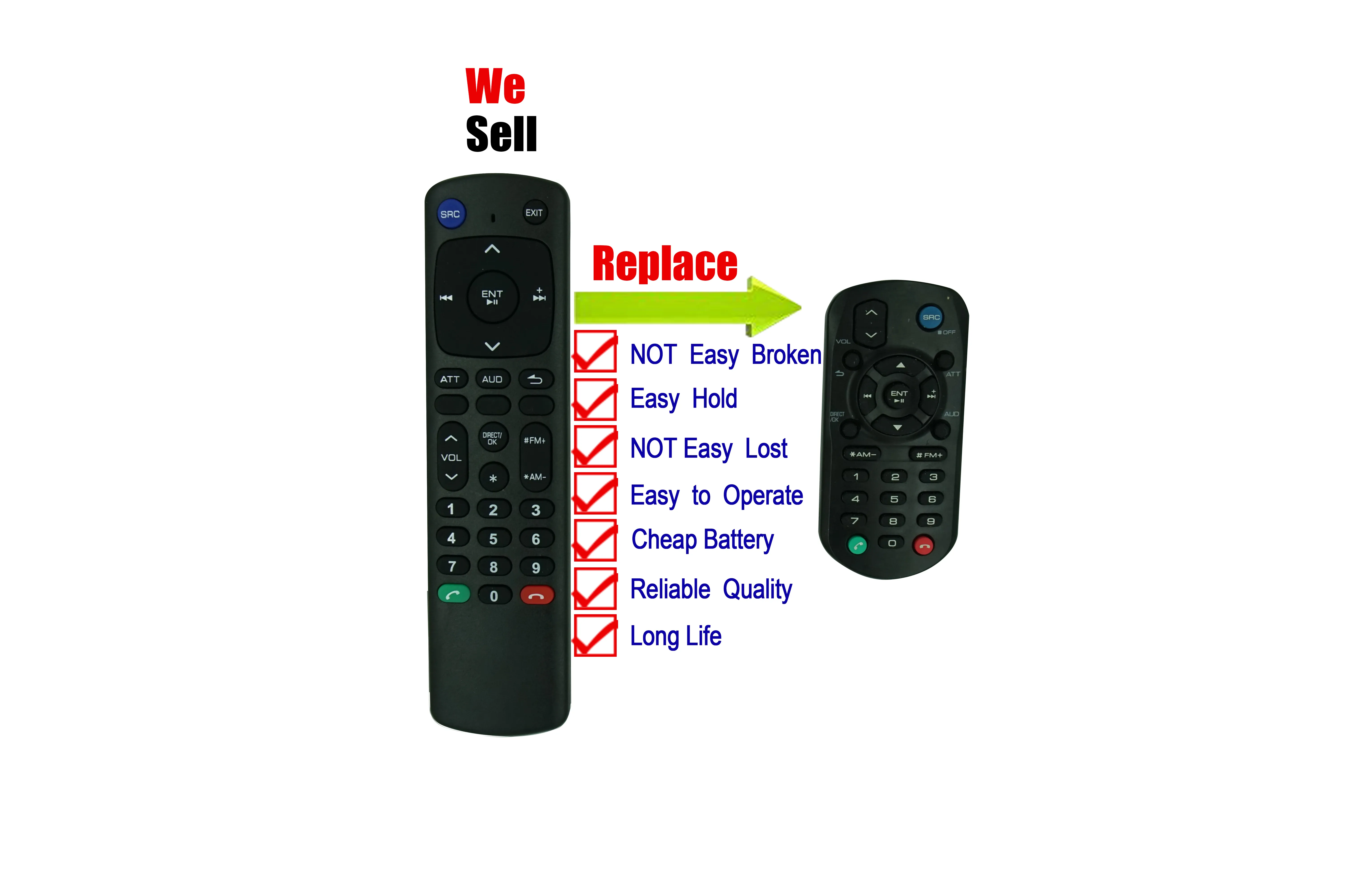 Remote Control Fit For Kenwood KDC-1020U KDC-152UM KDC-110U KMM-BT34 KMM-BT308U KMR-M308BT KDC-122U KDC-210U KDC-210UI KDC-BT310U KDC-MP262U CD Car Radio Receiver