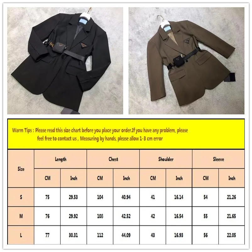Fashion Casual Women Blazers Designer Suit Retro Single-Breasted Jacket Long Sleeve Office Coats With Belt3419