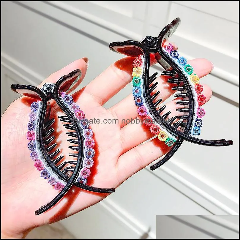 New Colorful Rainbow Hair Claws For Women Girls Holder Clip Sweet Headband Hair Style Make Hairpin Fashion Hair Accessories