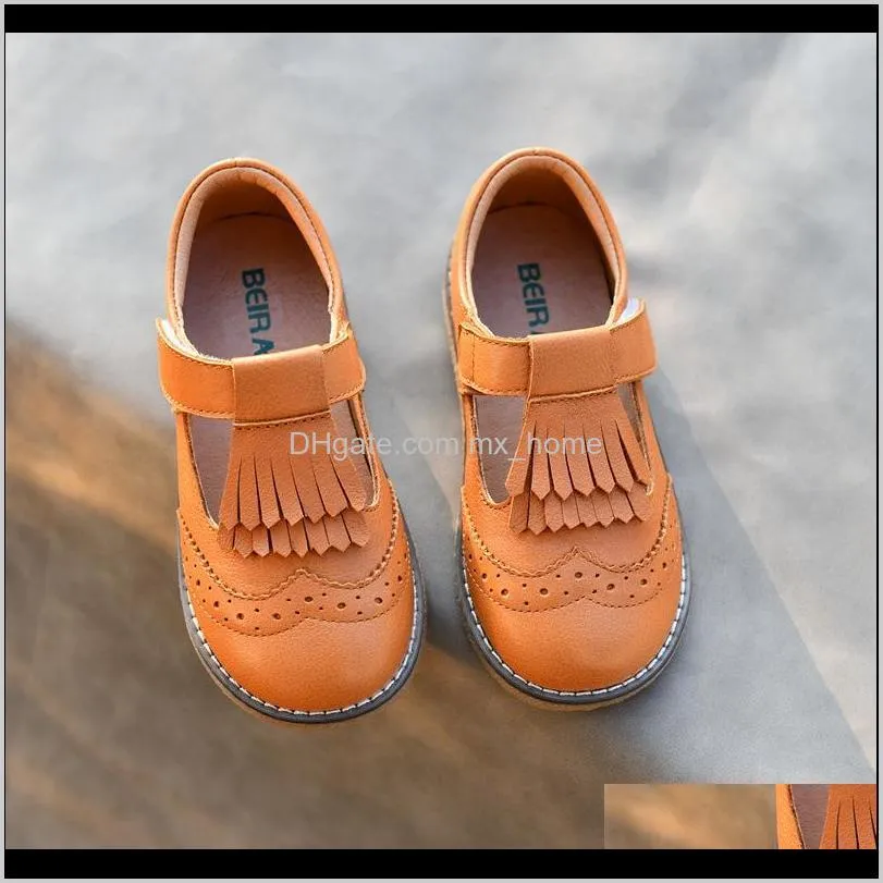 genuine leather children casual shoes fashion tassel princess shoes non-slip breathable baby girls shoes 201114