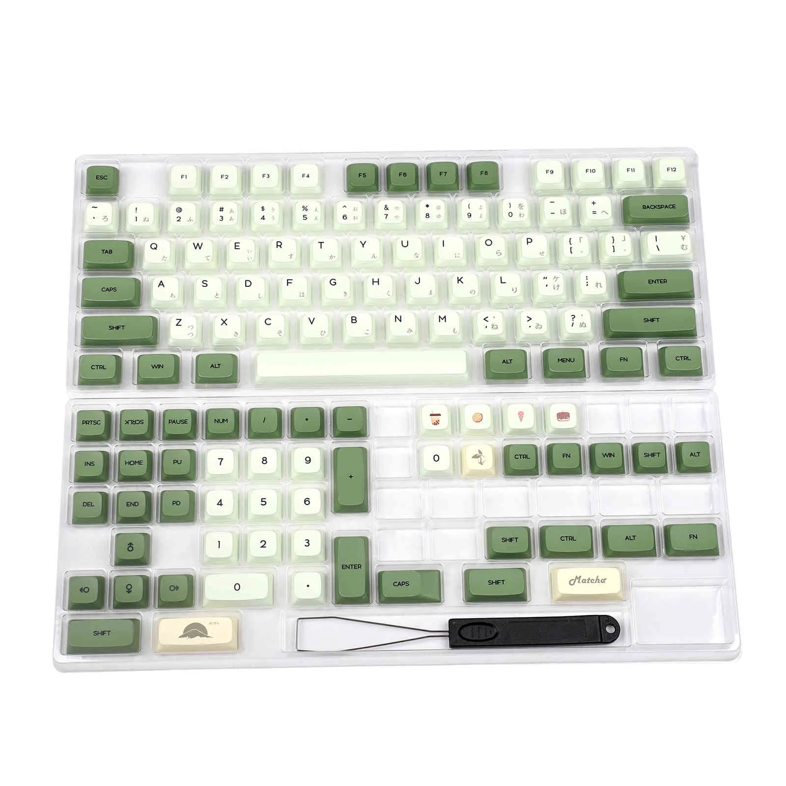 Matcha Dye Sub Zda PBT Keycap مشابهة ل XDA اليابانية الكورية لوحة المفاتيح الروسية MX 104 87 61 Melody 96 KBD75 ID80 GK64 68 SP84