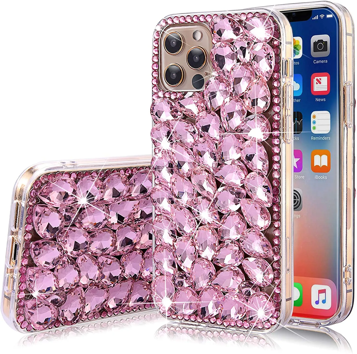 Diamond Glitter Bling mobiltelefonfodral för iPhone 6 7 8Plus XR XS 11 12 13 14 Pro Max Crystal TPU Anti-Drop Moblie-telefonomslag