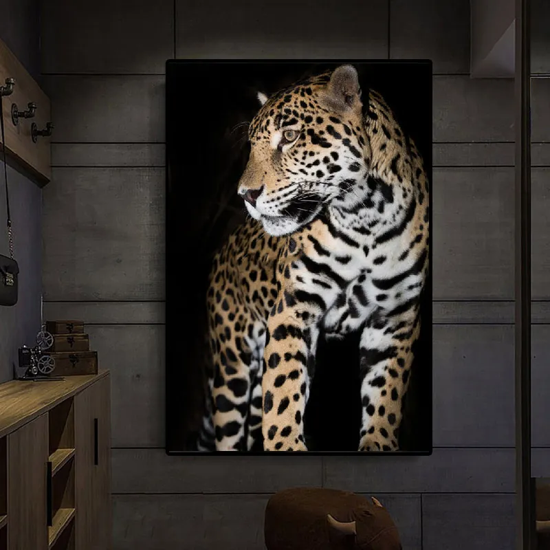 Peinture sur toile avec costume de léopard Mr Jaguar, imprimés d'affiches  d'art mural d'animaux avec vêtements pour décoration de salon et de maison  - AliExpress