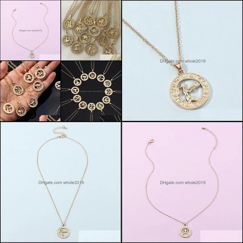 Pendant Necklaces Zodiac Letter Constellations Pendants Necklace For Women Men Virgo Libra Scorpio Sagittarius Capricorn Aquarius Birthday