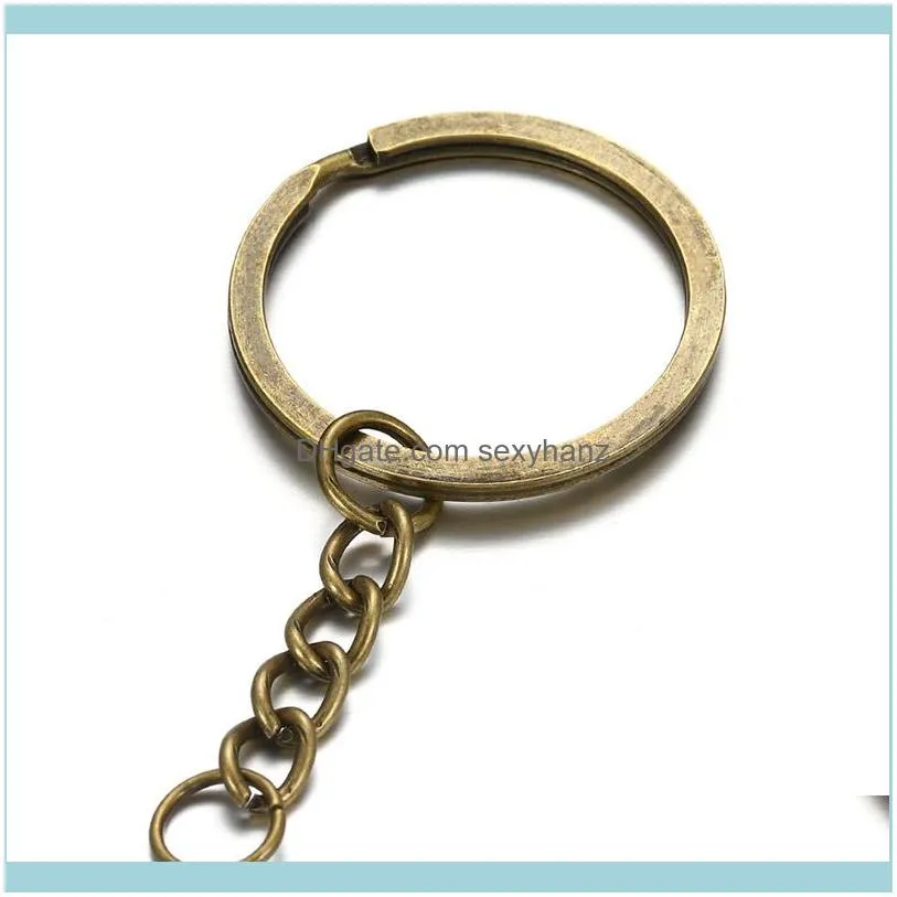 10pcs Silver Plated Metal Blank Keyring Keychain Split Ring Keyfob Key Holder Rings Women Men Diy Jewelry Making Accessories