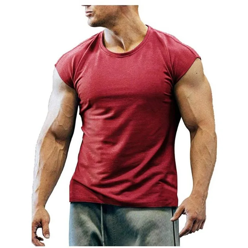 T-shirts pour hommes Compression T-shirt sans manches Gym Fitness Combinaison d'entraînement Confortable Séchage rapide Respirant