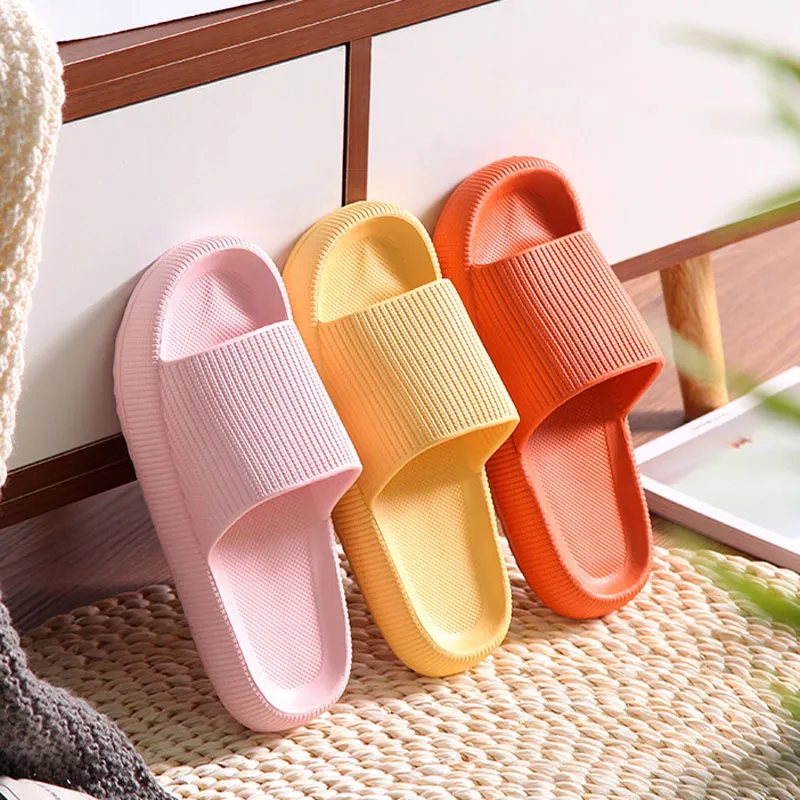 Badkamer antislip slippers mode dikke zool zachte eva indoor dia sandalen casual beach unisex platform mannen vrouwen thuis schoenen