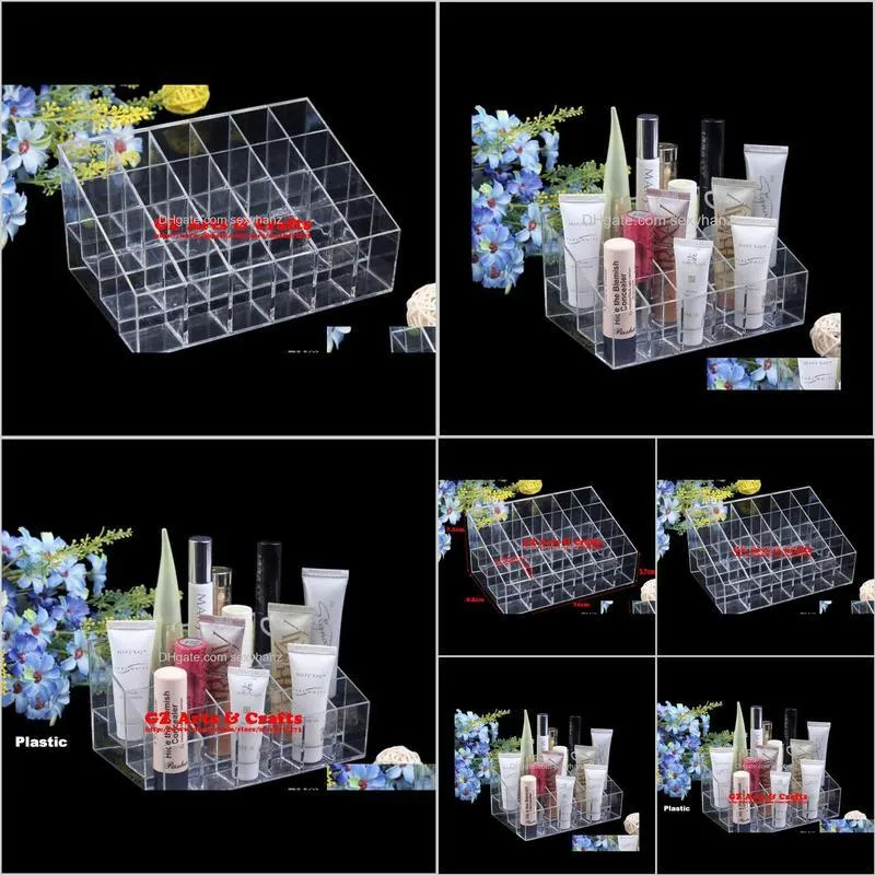 transparent acrylic / plastic 24 booths lipstick lip gloss display stand make-up storage cosmetic organizer jewelry display stand pen