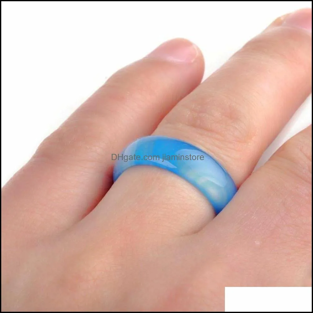 Three Stone Rings 20Pcs Whole Lots Colorf Mix Natural Agate Band Gemstone Rings Jade Jewelry Hfgkl295V