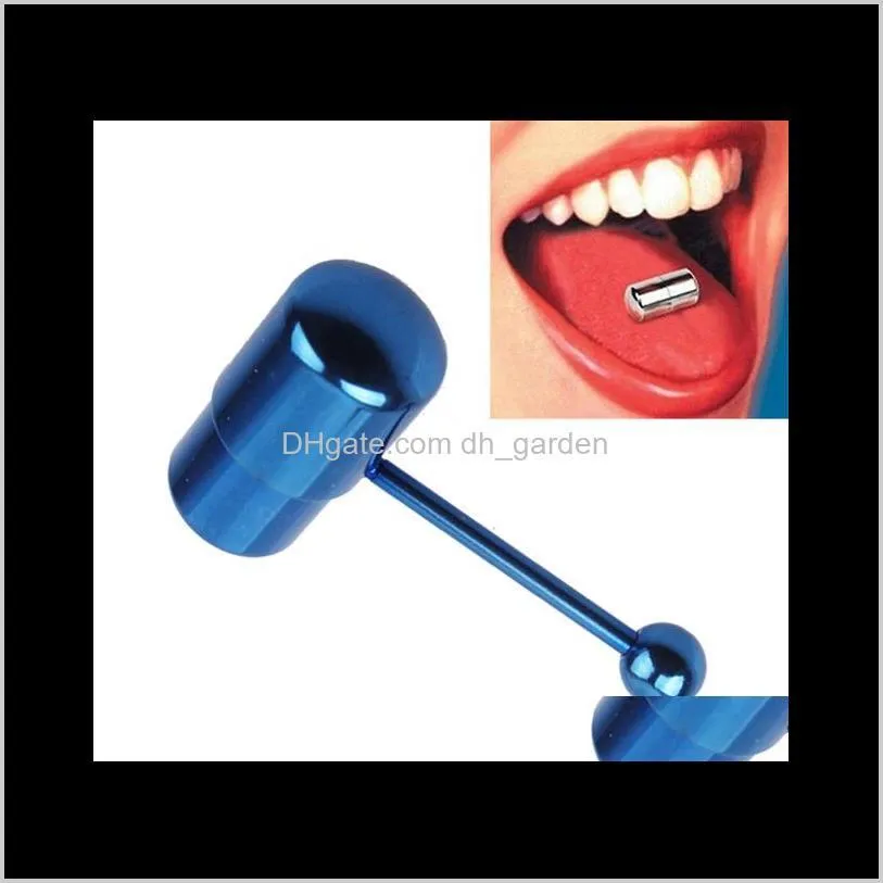 rainbow tongue ring vibrating tongue piercing 316l steel tongue barbell with battery 5 colors support fba drop shipping