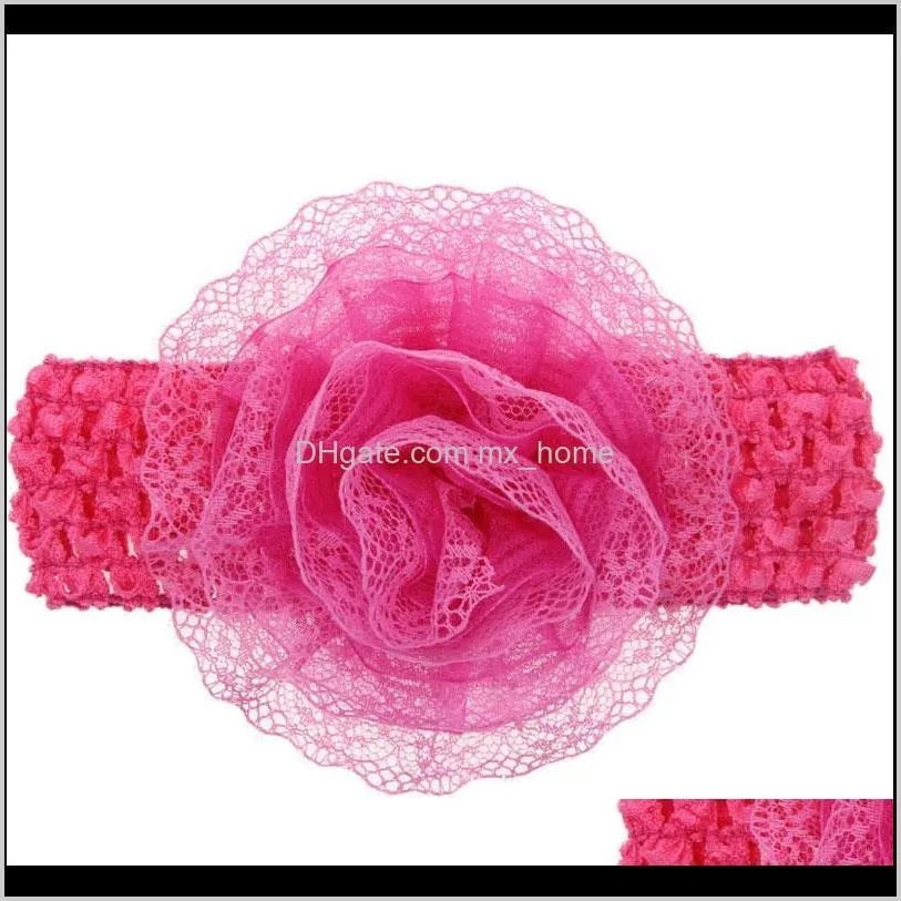baby headwear head flower hair accessories flower soft elastic crochet headbands stretchy hair band shipping
