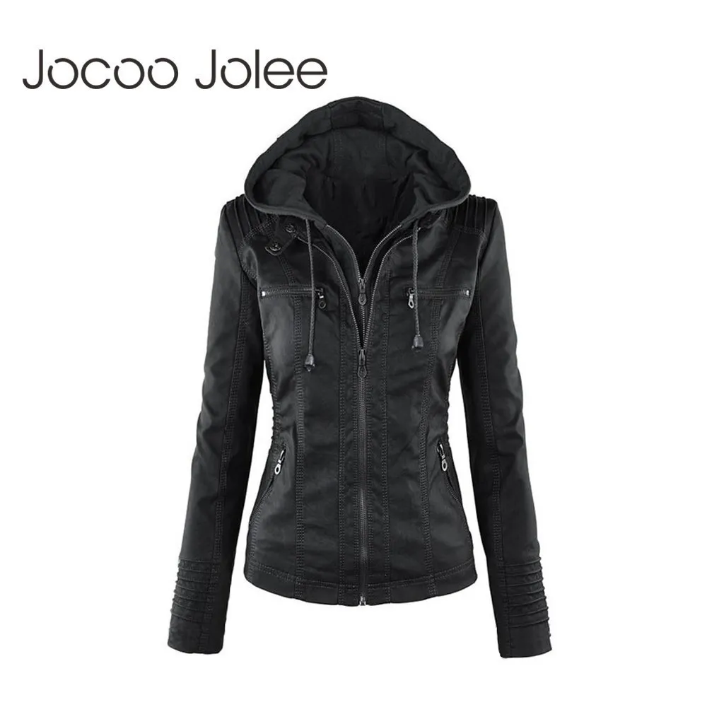 Jocoo Jolee hiver femmes décontracté basique manteaux Faux cuir veste grande taille dames vestes imperméable coupe-vent manteaux femme 210518