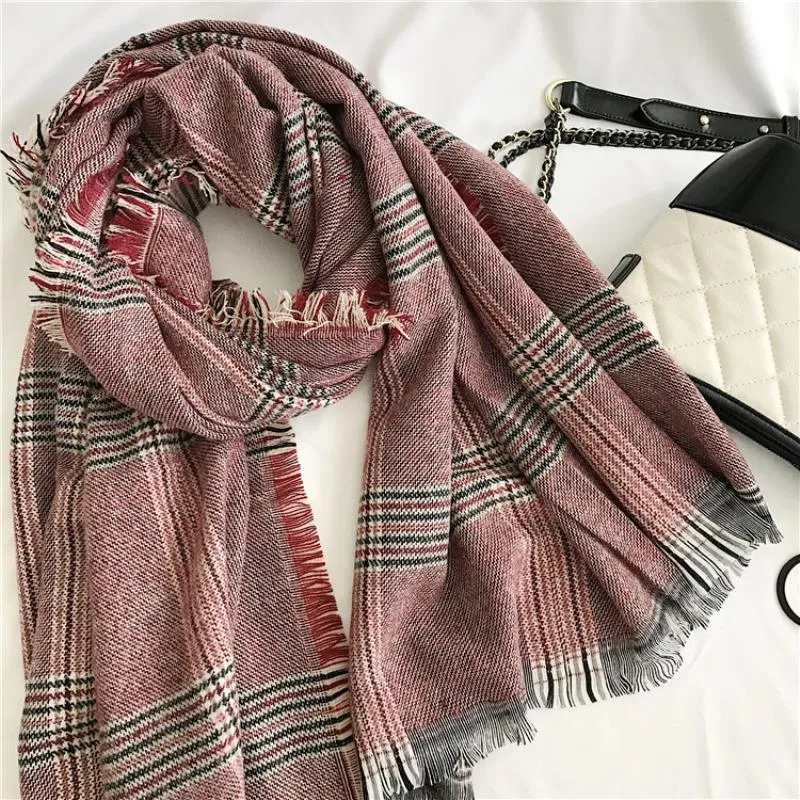 3 Colors High quality fashion lady feel camel dark plaid scarf thick autumn and winter models large shawl