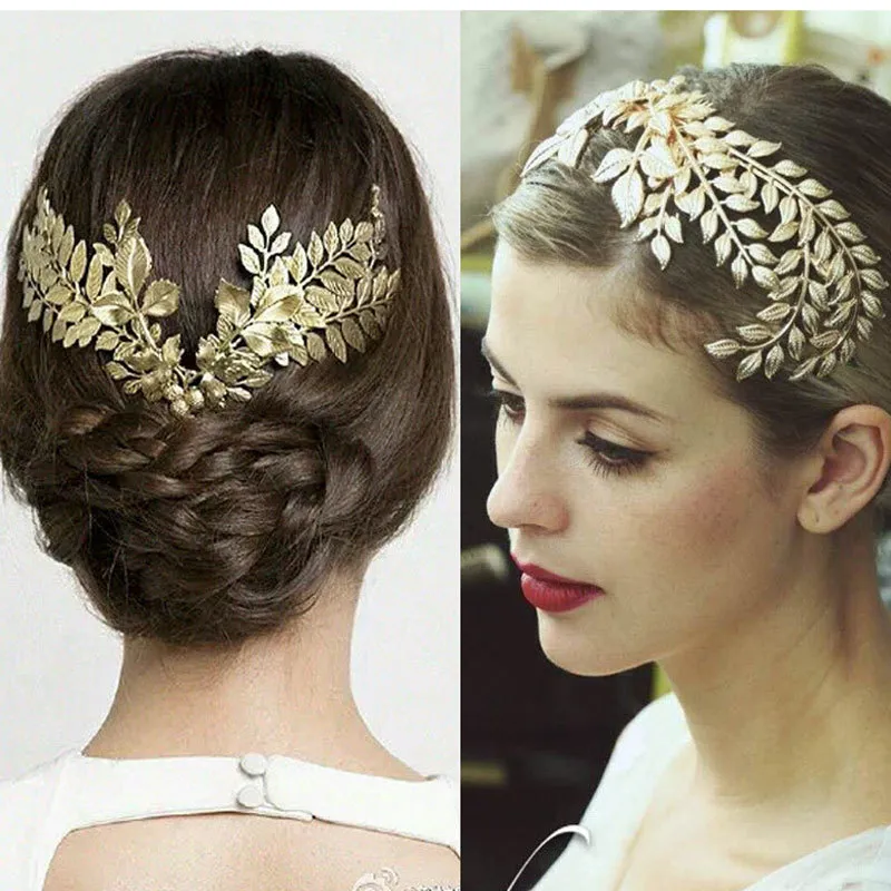 Barok 2020 Przyjazd Moda Złoto Liście Bridal Tiara Crown Party Wedding Włosy Biżuteria dla kobiet Akcesoria