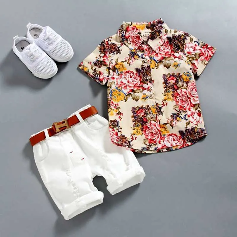 jongen 1-5 jaar kleding baby jongens bloemen shirts met katoen korte broek kindermode heren zomer outfits casual sets kleding 2 stks/partij