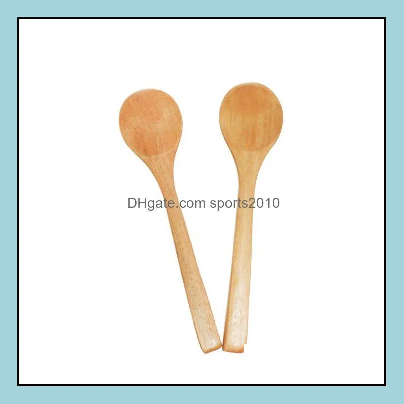 5inch Wooden Spoon Ecofriendly Japan Tableware Soup Scoop Coffee Honey Tea Round Head Spoon Stirrer Free Shipping LX1954