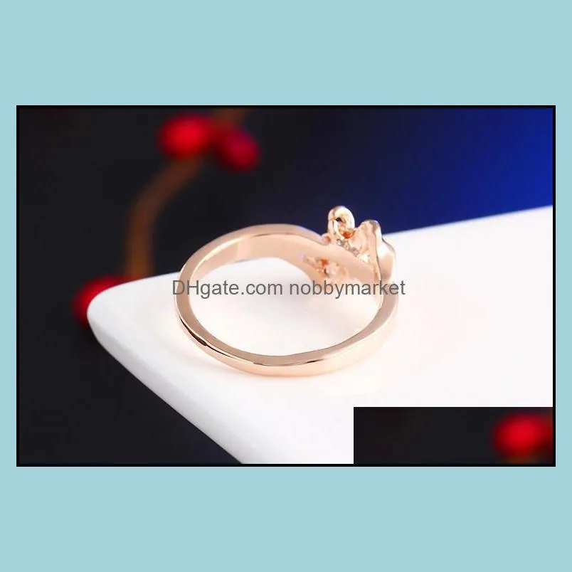 5pcs/Lot New Arrival LOVE YOU Rings for Women Heart To Heart Diamond Crystal Ring Women Finger Ring